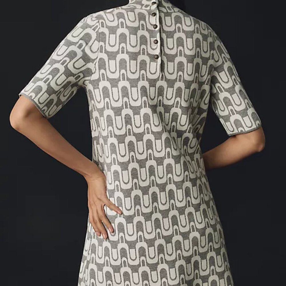 Anthropologie ANNALISE Mock-Neck Mini Sweater Dress by MAEVE XXS Cozy on-trend